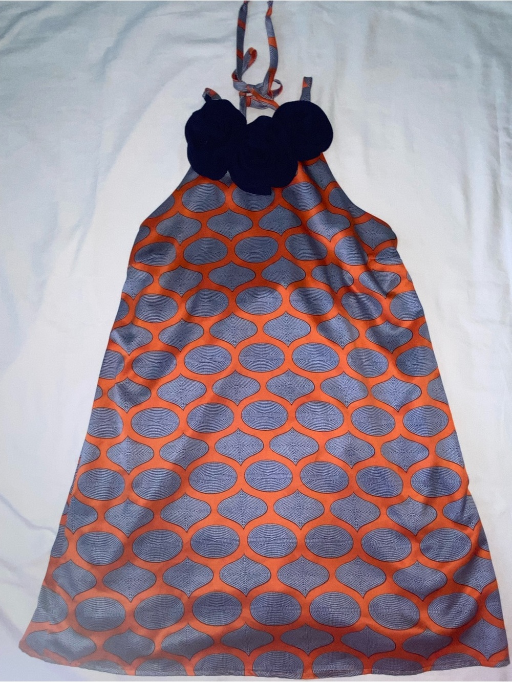 Judith March Orange and Gray Backless Halter Dress